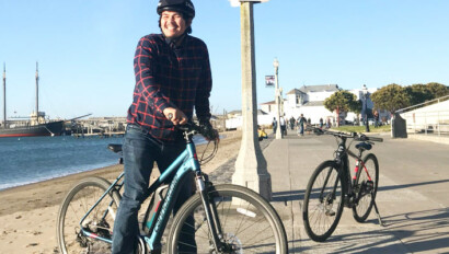 A man on an e-bike in San Francisco